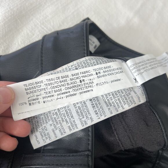 Zara Faux Leather Straight Leg Trouser Black Pants High Rise Womens Size 6 - Picture 12 of 12